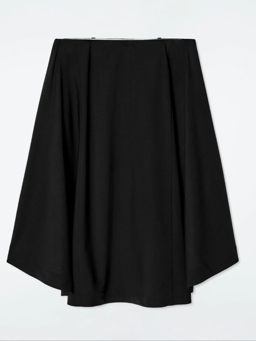 COS Deconstructed Sheer Wool Skirt Assymetrical Black/Carbon Midi Skirt Size 6